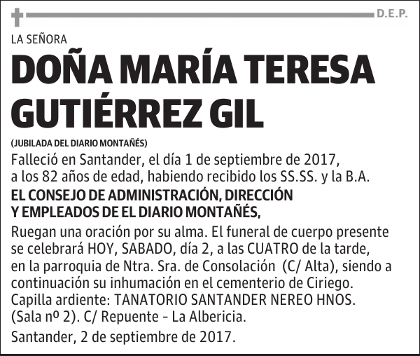 DOÑA MARIA TERESA GUTIERREZ GIL