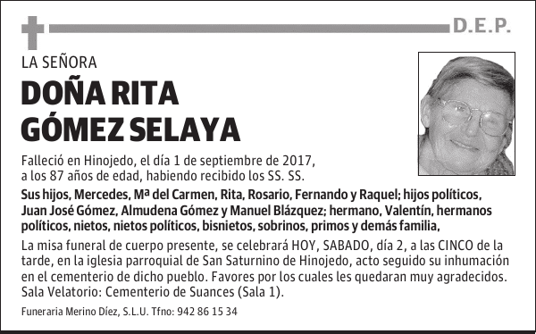 DOÑA RITA GOMEZ SELAYA