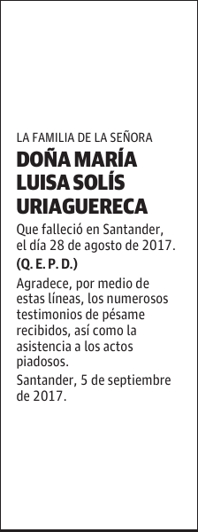 DOÑA MARÍA LUISA SOLÍS URIAGUERECA
