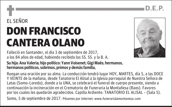 DON FRANCISCO CANTERA OLANO