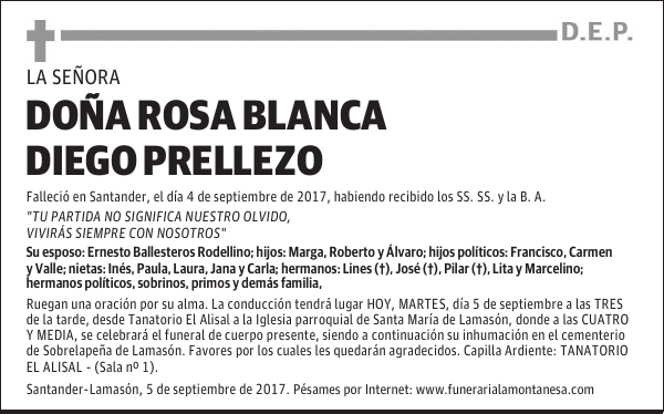 DOÑA ROSA BLANCA DIEGO PRELLEZO
