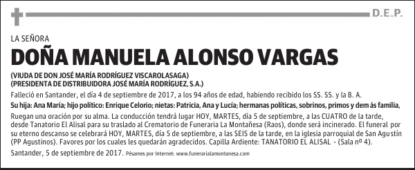 DOÑA MANUELA ALONSO VARGAS