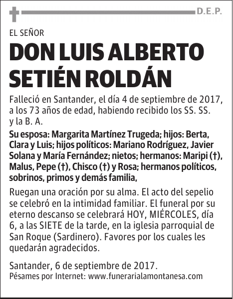 DON LUIS ALBERTO SETIÉN ROLDÁN