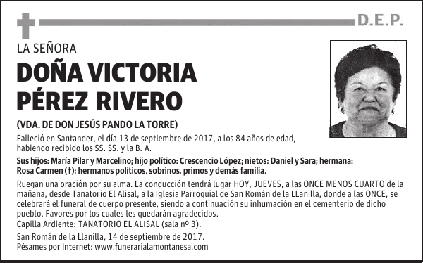 DOÑA VICTORIA PÉREZ RIVERO