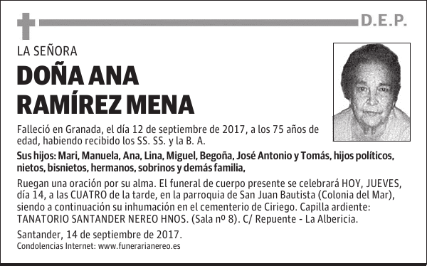 DOÑA ANA RAMÍREZ MENA