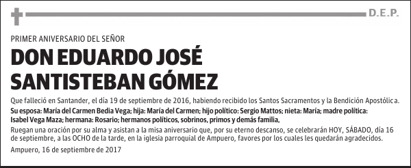 EDUARDO JOSÉ SANTISTEBAN GÓMEZ