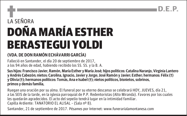 DOÑA MARIA ESTHER BERASTEGUI YOLDI