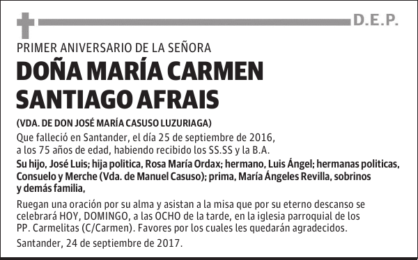 DOÑA MARIA CARMEN SANTIAGO AFRAIS