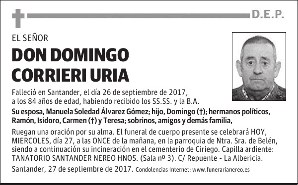 DON DOMINGO CORRIERI URIA