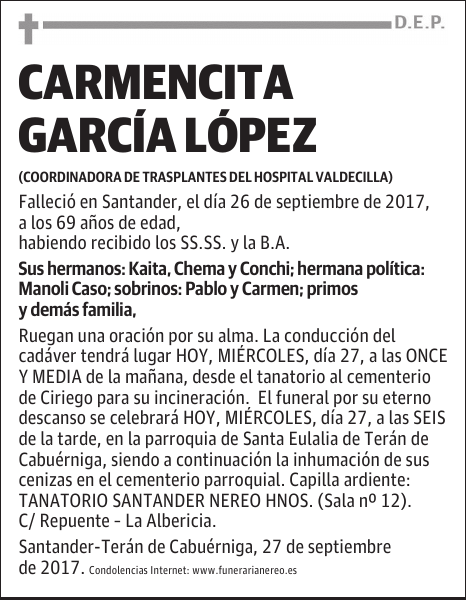 CARMENCITA GARCÍA LÓPEZ