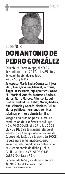 DON ANTONIO DE PEDRO GONZALEZ