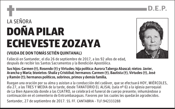 DOÑA PILAR ECHEVESTE ZOZAYA