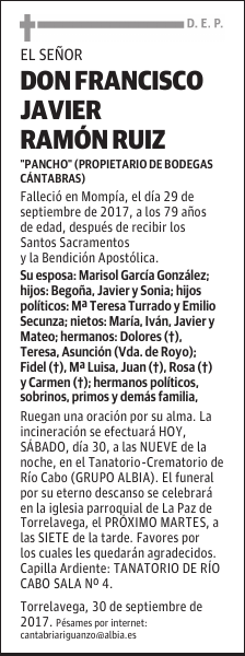 DON FRANCISCO JAVIER RAMÓN RUÍZ
