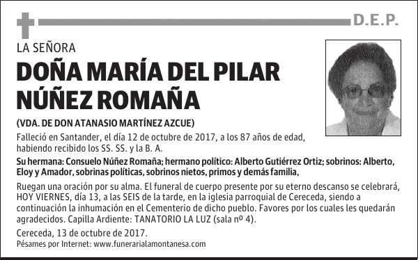 DOÑA MARÍA DEL PILAR NÚÑEZ ROMAÑA