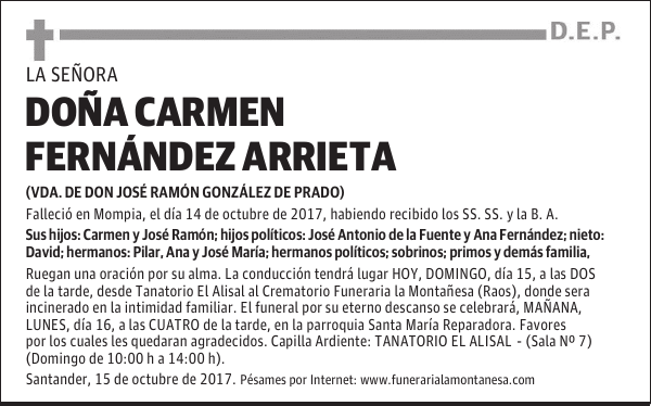 DOÑA CARMEN FERNÁNDEZ ARRIETA