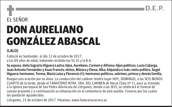 DON AURELIANO GONZALEZ ABASCAL