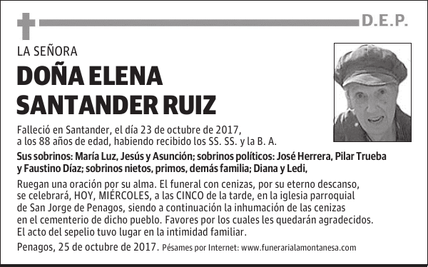 DOÑA ELENA SANTANDER RUIZ