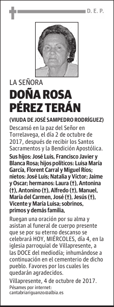 DOÑA ROSA PÉREZ TERAN