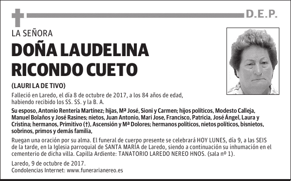 DOÑA LAUDELINA RICONDO CUETO