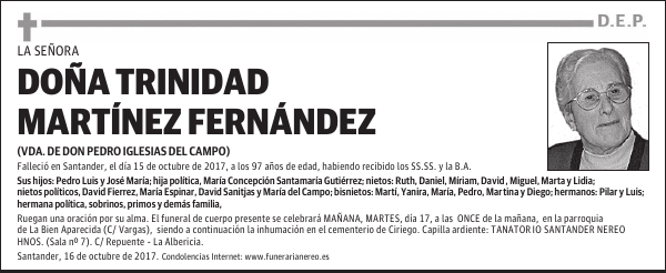 DOÑA TRINIDAD MARTINEZ FERNANDEZ