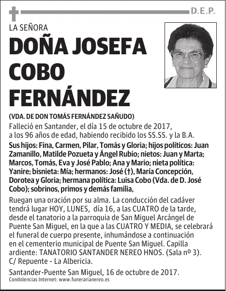 DOÑA JOSEFA COBO FERNÁNDEZ