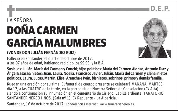 DOÑA CARMEN GARCIA MALUMBRES