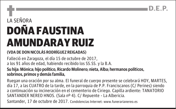 DOÑA FAUSTINA AMUNDARAY RUIZ