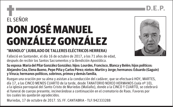 DON JOSÉ MANUEL GONZÁLEZ GONZÁLEZ