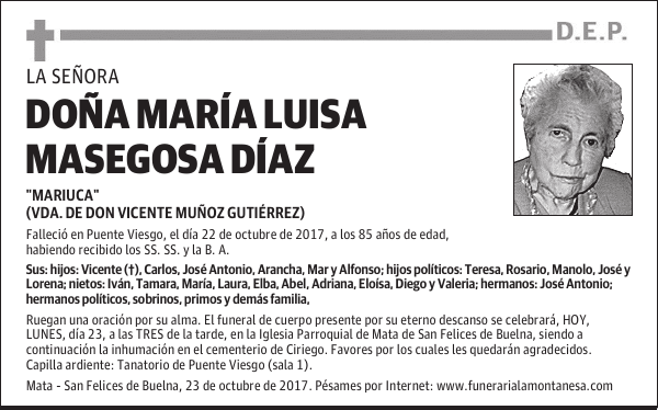 DOÑA MARÍA LUISA MASEGOSA DÍAZ