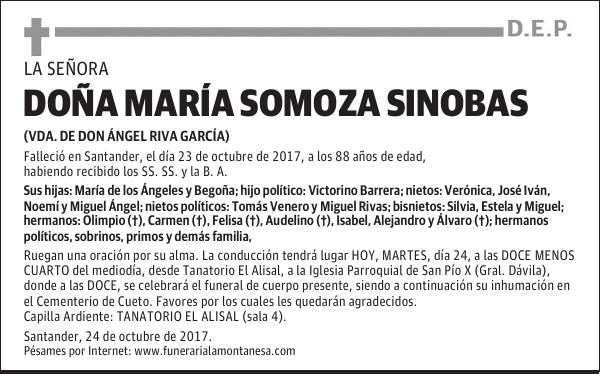 DOÑA MARÍA SOMOZA SINOBAS