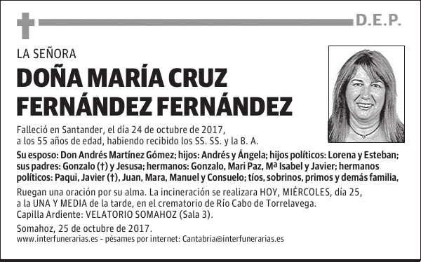 Dª MARIA CRUZ FERNANDEZ FERNANDEZ