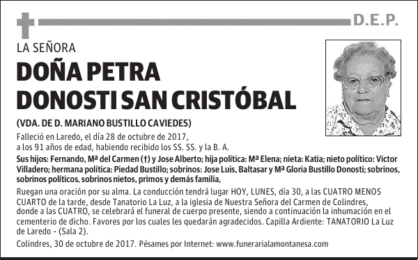 DOÑA PETRA DONOSTI SAN CRISTOBAL