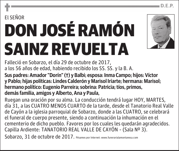 DON JOSÉ RAMÓN SAINZ REVUELTA