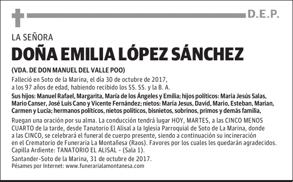 DOÑA EMILIA LÓPEZ SÁNCHEZ