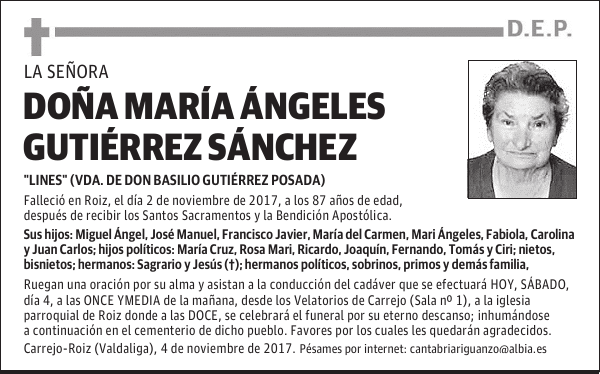 DOÑA MARÍA ANGELES GUTIÉRREZ SÁNCHEZ