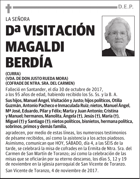 Dña. Visitación Magaldi Berdía
