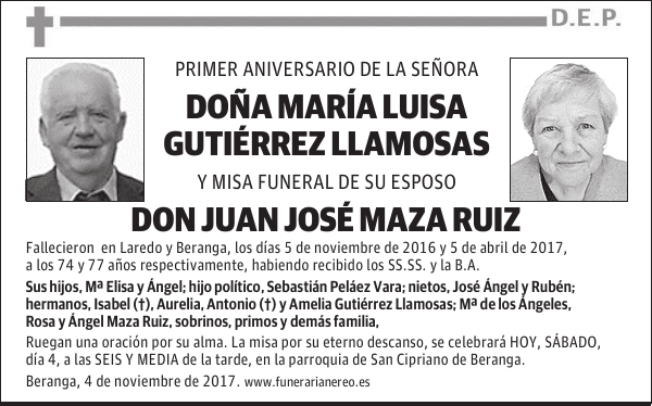 DOÑA MARIA LUISA GUTIERREZ LLAMOSAS