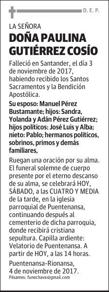 Dña. PAULINA GUTIÉRREZ COSÍO