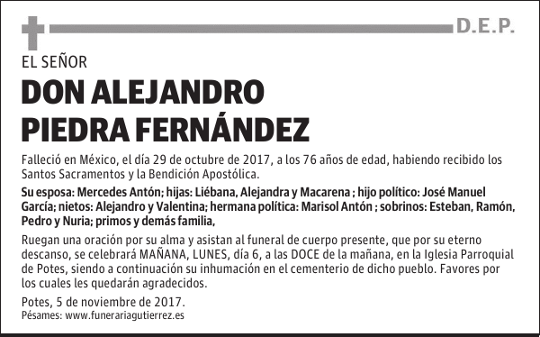 DON ALEJANDRO PIEDRA FERNÁNDEZ