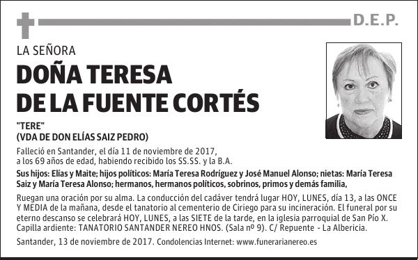 DOÑA TERESA DE LA FUENTE CORTÉS