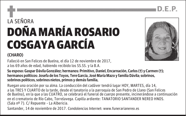 DOÑA MARIA ROSARIO COSGAYA GARCIA