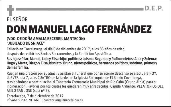 DON MANUEL LAGO FERNÁNDEZ