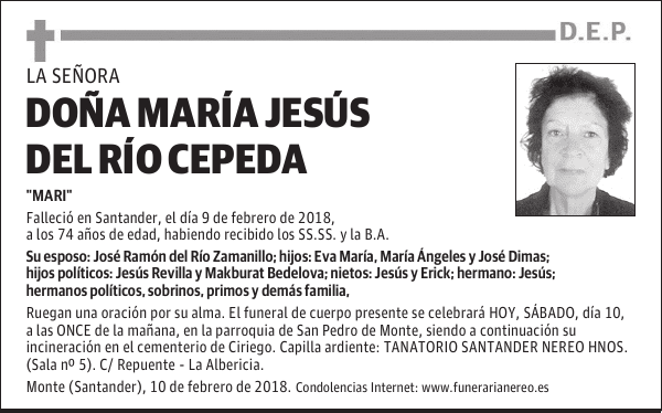 DOÑA MARÍA JESÚS DEL RÍO CEPEDA
