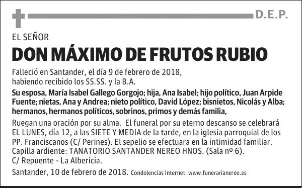 DON MAXIMO DE FRUTOS RUBIO