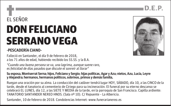DON FELICIANO SERRANO VEGA