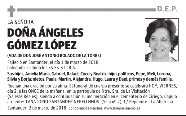 DOÑA ANGELES GOMEZ LOPEZ