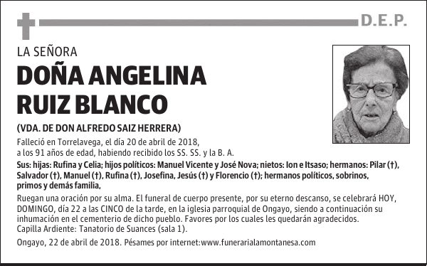 DOÑA ANGELINA RUIZ BLANCO