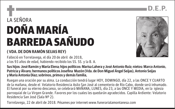 DOÑA MARÍA BARREDA SAÑUDO
