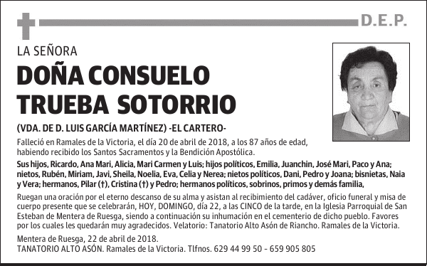 Dña. CONSUELO TRUEBA SOTORRIO