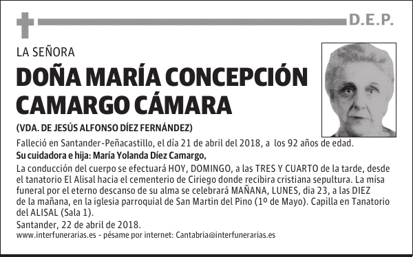 Dª MARÍA CONCEPCIÓN CAMARGO CÁMARA